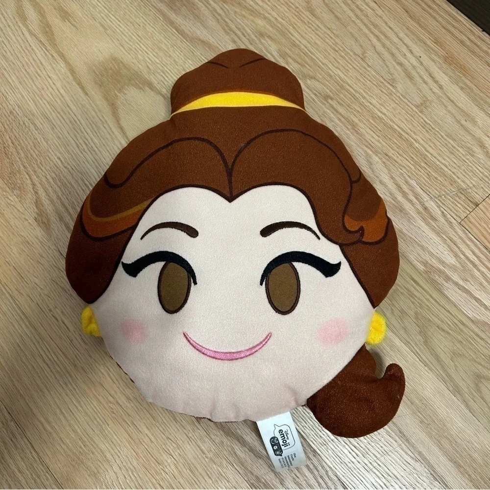 Disney Belle Emoji Pillow Beauty and the Beast Brown Gold Princess Kids Throw